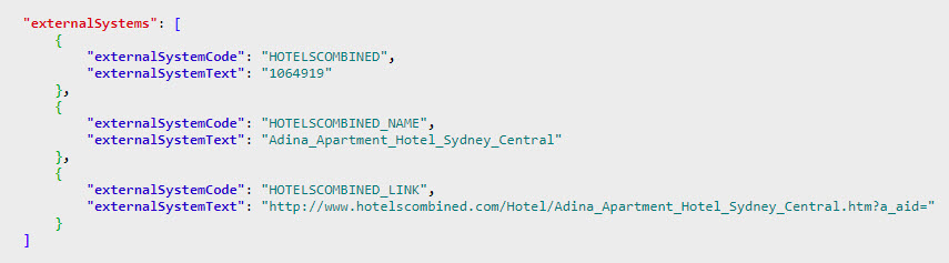 HotelsCombined ID Sample JSON Response